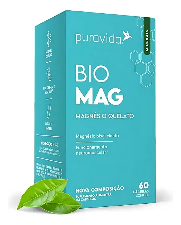 Suplemento Magnésio 60 Cápsulas Pura Vida Sabor Neutro