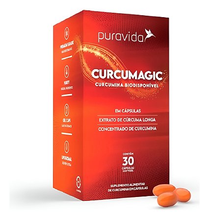 Curcumagic (curcumina) Cúrcuma Em Caps - Puravida - 30 Caps Sem Sabor