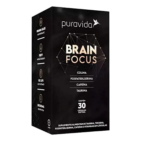 Brain Focus 30 Cáps Puravida Memória Concentração Foco