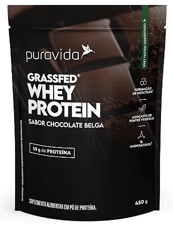 Whey Protein Grassfed Chocolate Belga 450g Puravida