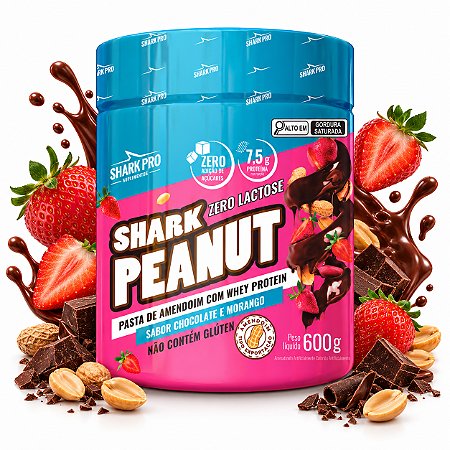 SHARK PRO PASTA DE AMENDOIM 600G CHOCOLATE C/ MORANGO