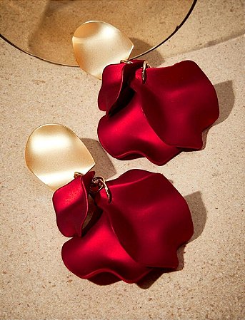 Brinco Lux Vermelho Acetinado com Dourado Fosco