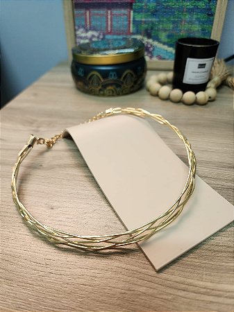 Choker Trançada Dourada
