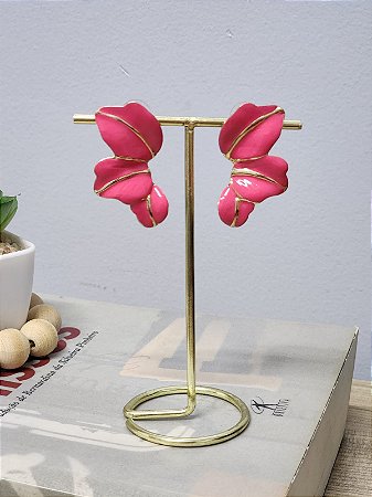 Brinco Folha Rosa Essence | Dourado