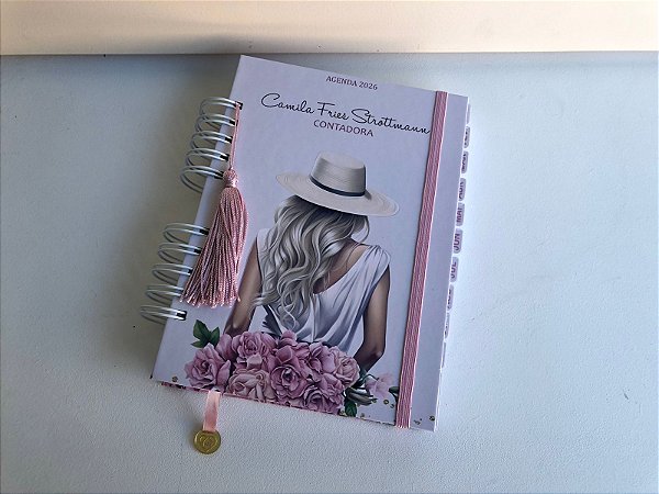 Agenda A5 2026 1DD com divisórias personalizada