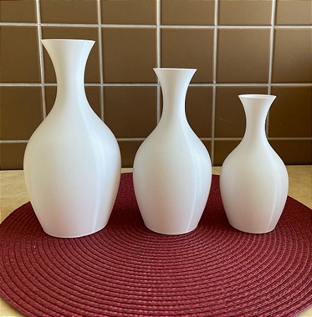 Trio de Vasos Jarros Lisos Decoração Para Sala Quarto Escritório - Plástico - Flores Secas - Enfeite Mesa - Rack