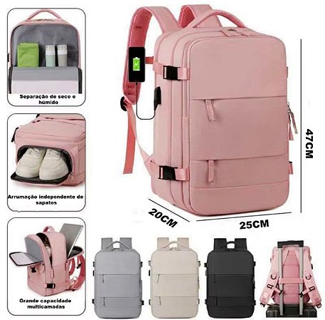 Mochila Executiva de Viagem Grande para Notebook com Compartimento para Sapatos