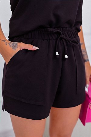 Shorts Feminino Molecotton com Bolsos Loli Preto