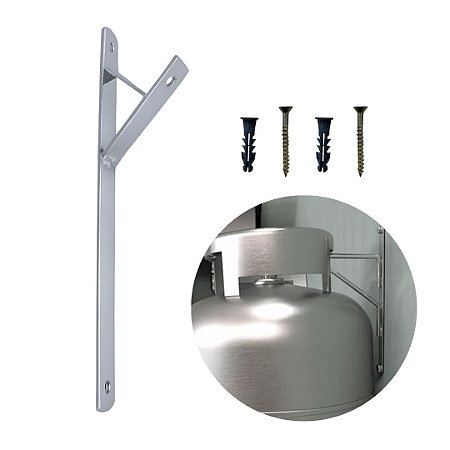 Suporte Botijão de Gás Antifurto Parede Cromado