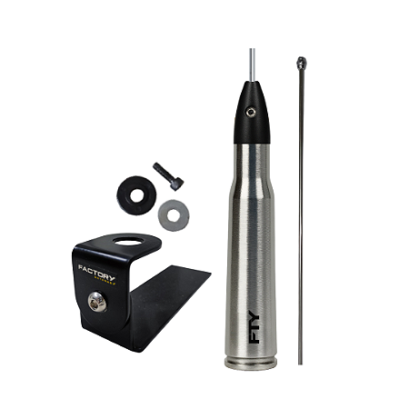 Kit Antena Px Enfeite Munição .50 + Suporte Caminhonete Full ANTENA PX ENFEITE BALA DE PRATA:Black