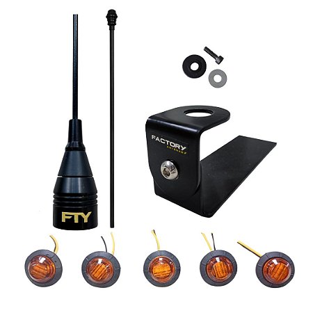 Antena Enfeite p/ Caminhonete com Suporte e Luz LED de Grade