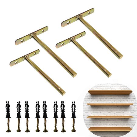4 Suporte Invisível para Prateleira Flutuante em Aço Zincado