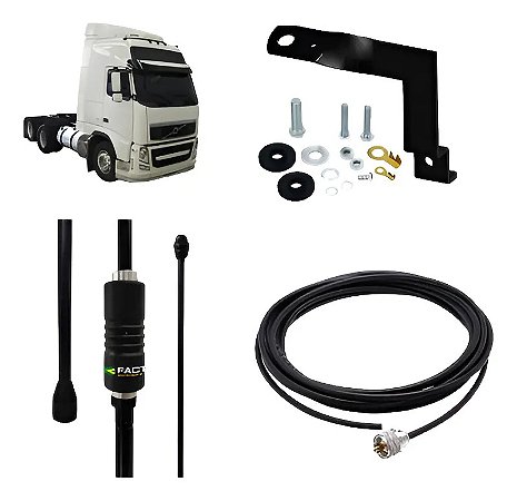 Kit Antena Px Viúva Negra Suportes Volvo Fh Com Cabo Px 5.5