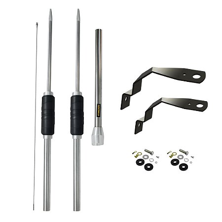 Antena PX Viúva Negra Full Inox com Suporte Caminhao Scan