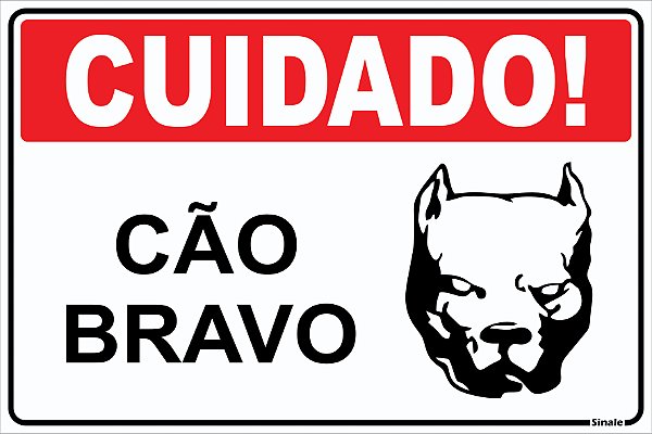 Placa De Identificação - Cuidado Cão Bravo 20x30cm