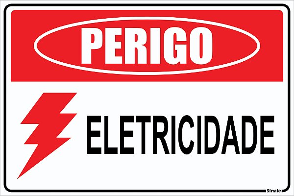 Placa de Sinalização - Perigo Eletricidade 15x20cm