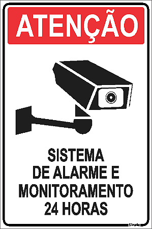 Placa Sinalização - Sistema De Alarme Monitoramento 30x20cm