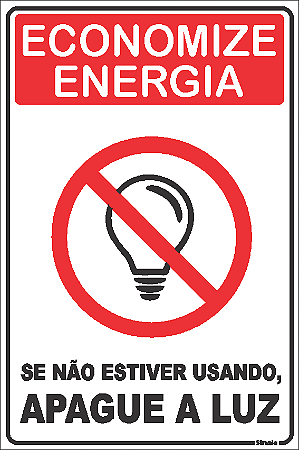 Placa de Sinalização - Economize Energia 30x20cm