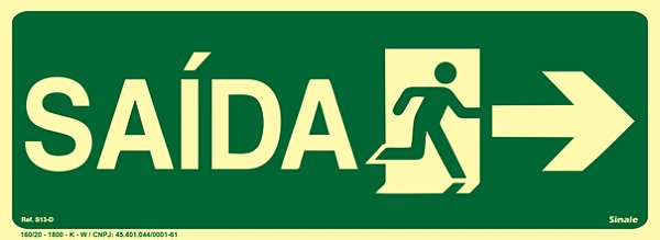 Placa Fotoluminescente S13 Rota de Fuga Complementar à Direita