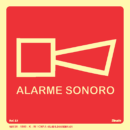 Placa Fotoluminescente E1 Sirene de Alarme