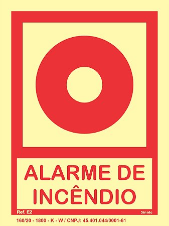 Placa Fotoluminescente E2 Comando Manual de Alarme de incêndio