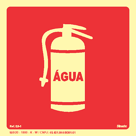 Placa Fotoluminescente E5-1 Extintor de Água