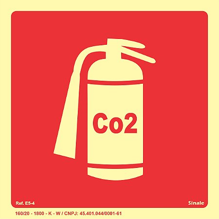 Placa Fotoluminescente E5-4 Extintor Co2 (Dióxido de Carbono)
