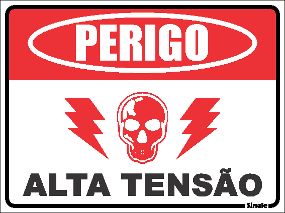 Placa - Perigo Alta Tensão 15x20cm