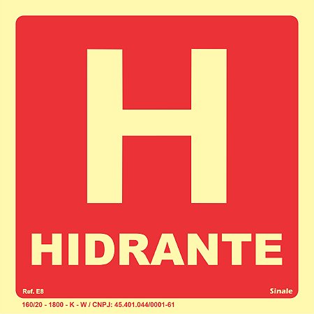 Placa Fotoluminescente E8 Hidrante
