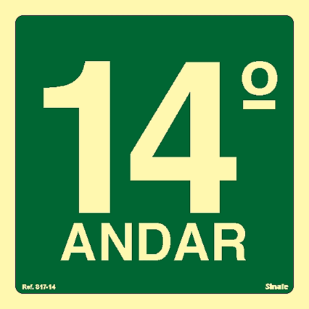 Placa de sinalização Fotoluminescente S17 Pavimento 14º Andar