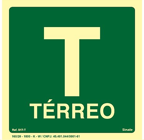 Placa de sinalização Fotoluminescente S17-T Térreo