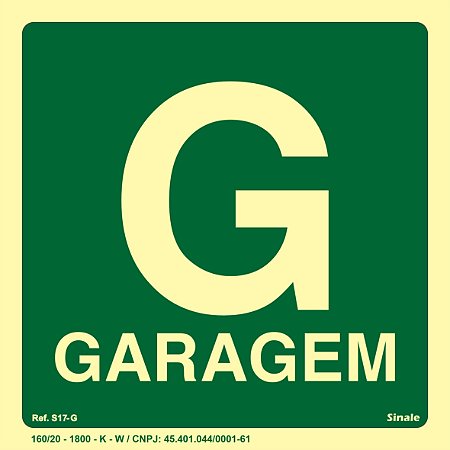 Placa de Sinalização Fotoluminescente S17 Pavimento Garagem