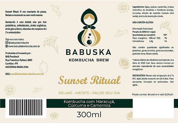Sunset Ritual Kombucha com Maracujá, Camomila e Cúrcuma