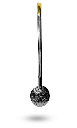 Bomba para Chimarrão em inox mod. Tradicional Piteira dourada