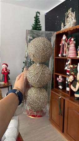 BOLA DEC CHAMPANHE 10cm JG C/3