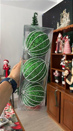 BOLA DEC VERDE 10cm JG C/3