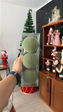 BOLA DEC VERDE 8cm JG C/3