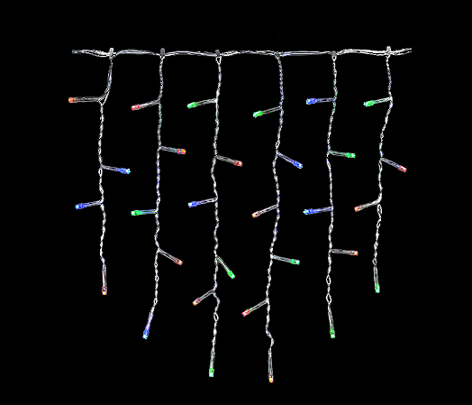 CASCATA 144 LED FIO PVC C/8 FUNC 220V (BRANCO QUENTE) 1,4mX35cm (FLORARTE) Vol. 1 a 4