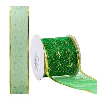 FITA NATALINA ARAMADA - 6,3CM X 3M - VERDE