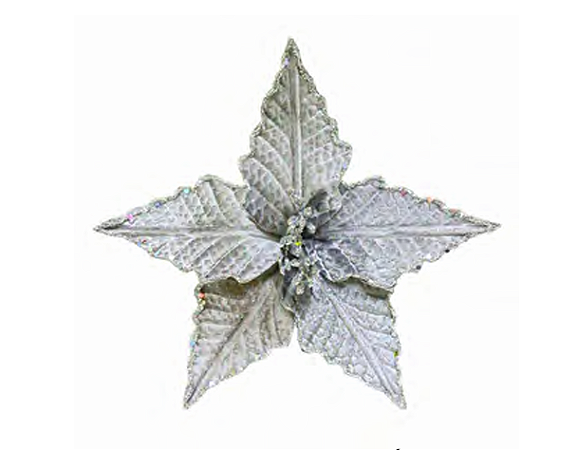 FLOR NATALINA - 26CM - 5 PETALAS - PRATA