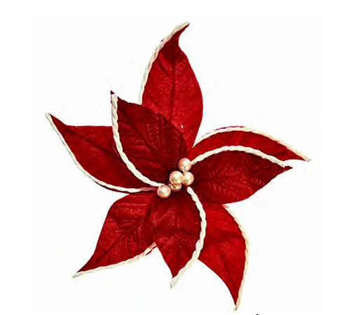 FLOR NATALINA - 27CM - 8 PETALAS - VERMELHO E BRANCO