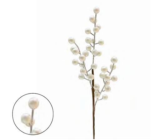 HASTE NATALINA - 38CM - 3 GALHOS - BERRY PEROLADO