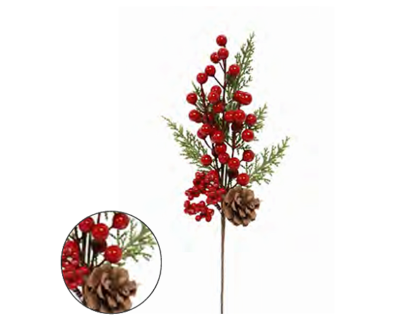 HASTE NATALINA - 38CM - BERRY - VERMELHO