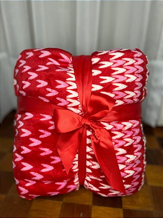 MANTA FLANELADA SHERPA ESTAMPADA VERMELHA