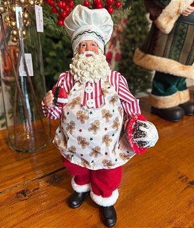 PAPAI NOEL EM PE BCO/VRM 30cm COZINHEIRO