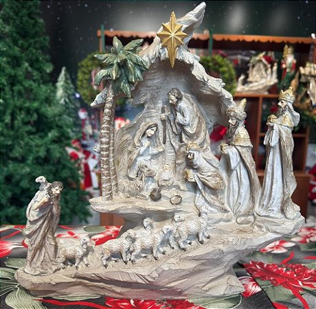 PECA DECORATIVA DE NATAL EM RESINA - PRESEPIO - 24X13X33.5CM