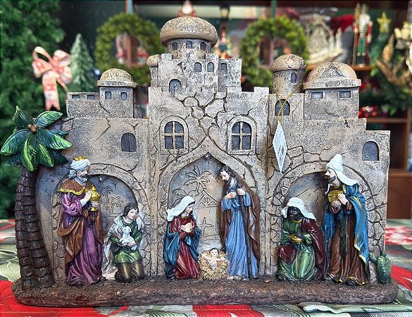 RESINA NATAL PRESEPIO C/LED (COLORIDO) 26X36cm