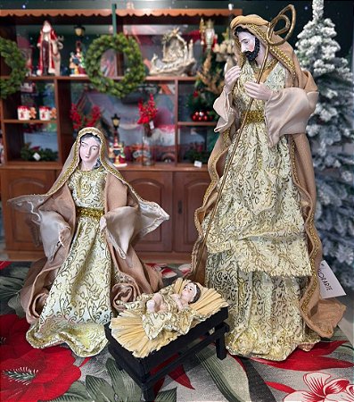 RESINA SACRA NATAL SAGRADA FAMILIA (DOURADO) 40cm