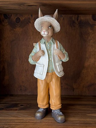 BONECO COELHO C/CESTO BEGE LARANJA 31cm