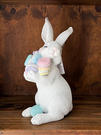 COELHO EM RESINA DECORATIVA (BRANCO) 25,8cm